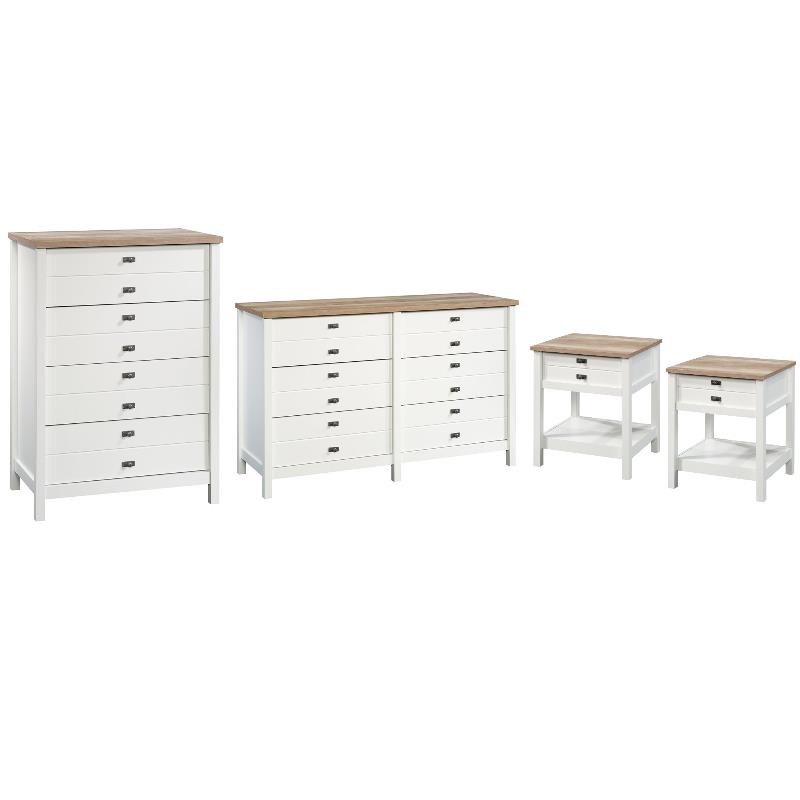 Home Square 4 Piece Bedroom Set with Dresser/Chest/2 Nightstand in Soft White