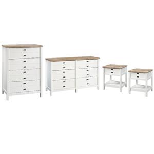 Home Square 4 Piece Bedroom Set with Dresser/Chest/2 Nightstand in Soft White
