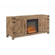 Farmhouse Fireplace TV Stand with Coffee Table and 2 End Tables Set in Barnwood