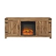 Farmhouse Fireplace TV Stand with Coffee Table and 2 End Tables Set in Barnwood
