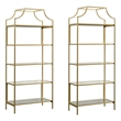 Home Square Contemporary 2 Piece Metal Bookcase set in Satin Gold