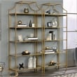 Home Square Contemporary 2 Piece Metal Bookcase set in Satin Gold