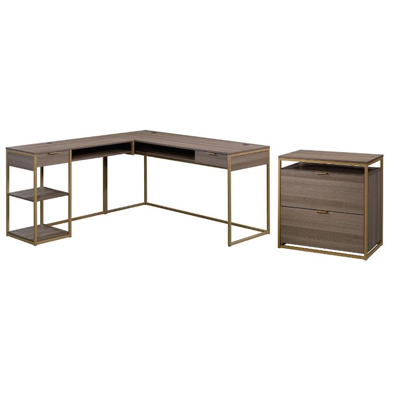 2 Piece Home Office Set in Ash and Gold Cymax Business