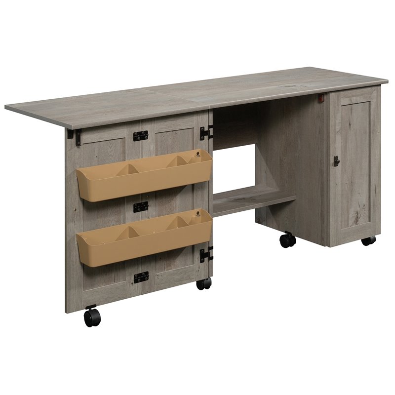 2 Piece Mid Century Bookcase and Craft Table Set in Mystic Oak