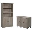 2 Piece Mid Century Bookcase and Craft Table Set in Mystic Oak