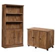 2 Piece Mid Century Bookcase and Craft Table Set in Vintage Oak
