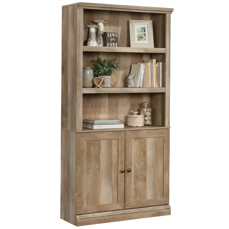 2 Piece Mid Century Bookcase and Craft Table Set in Lintel Oak