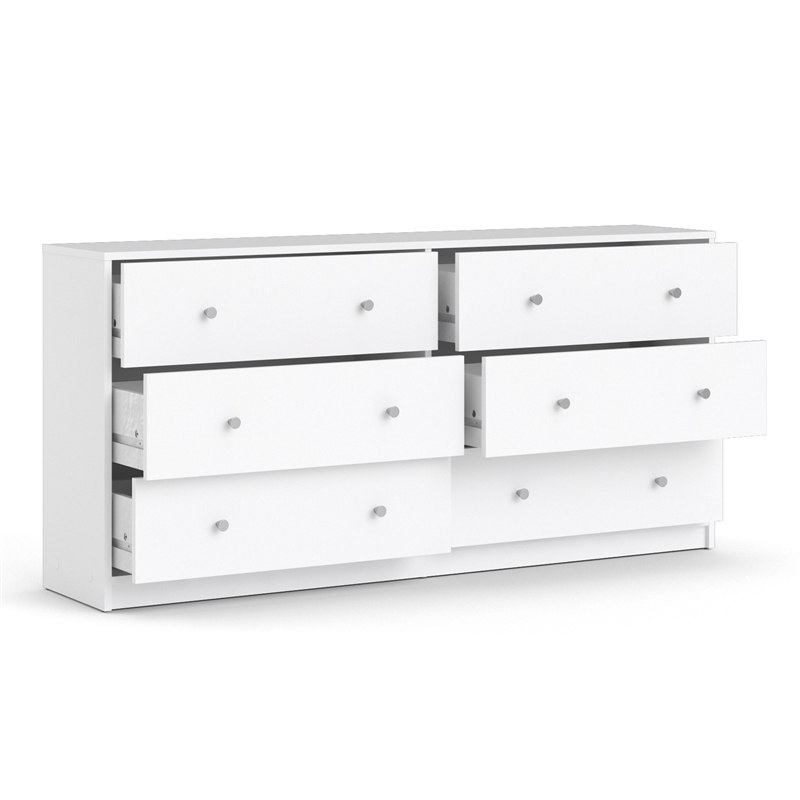 2 Piece Modern Wood Dresser and Nightstand Bedroom Set in White