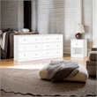2 Piece Modern Wood Dresser and Nightstand Bedroom Set in White