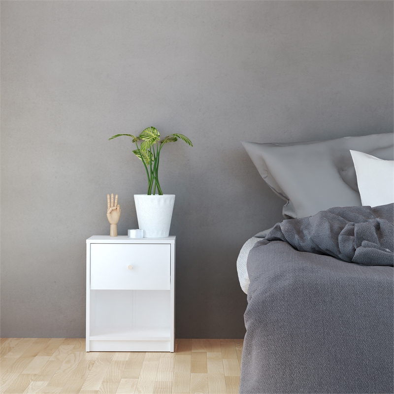 2 Piece Modern Wood Dresser and Nightstand Bedroom Set in White