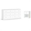 2 Piece Modern Wood Dresser and Nightstand Bedroom Set in White