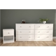 3 Piece Modern Wood Dresser and Nightstand Bedroom Set in White