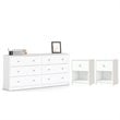 3 Piece Modern Wood Dresser and Nightstand Bedroom Set in White