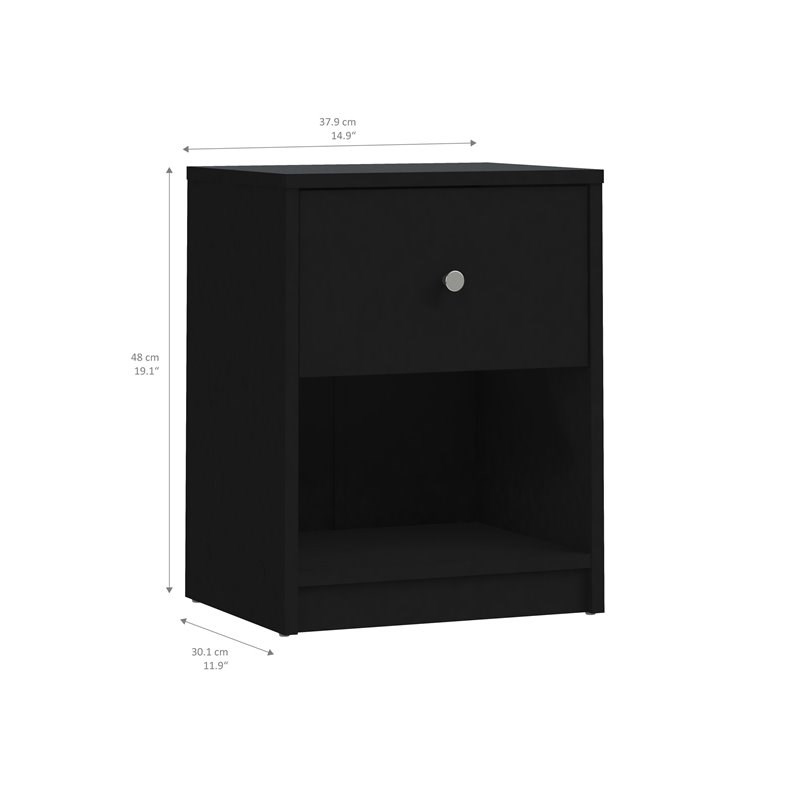 2 Piece Nightstand and Dresser Bedroom Set in Black