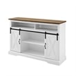 2 Piece Farmhouse Barn Door TV Stand and Buffet Table Set in White