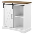 2 Piece Farmhouse Barn Door TV Stand and Buffet Table Set in White