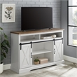 2 Piece Farmhouse Barn Door TV Stand and Buffet Table Set in White