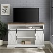 2 Piece Farmhouse Barn Door TV Stand and Buffet Table Set in White