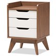 Home Square 3 Piece Modern Dresser and Nightstand Set in White and Walnut