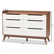 Home Square 3 Piece Modern Dresser and Nightstand Set in White and Walnut