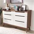 Home Square 3 Piece Modern Dresser and Nightstand Set in White and Walnut