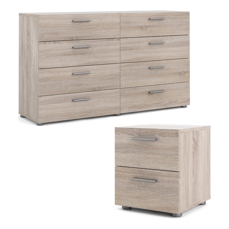 Home Square 8 Drawer Dresser and 2 Drawer Nightstand 2 Pc Set in Truffle
