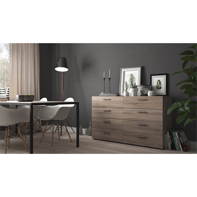 Home Square 8 Drawer Dresser and 2 Drawer Nightstand 2 Pc Set in Truffle