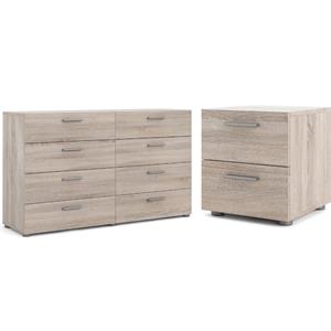 home square 8 drawer dresser and 2 drawer nightstand 2 pc set in truffle