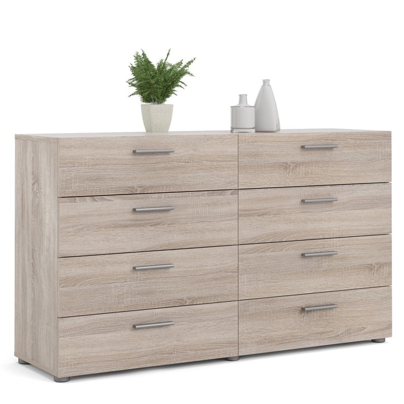 Home Square 8 Drawer Dresser and 2 Drawer Nightstand 3 Pc Set in Truffle
