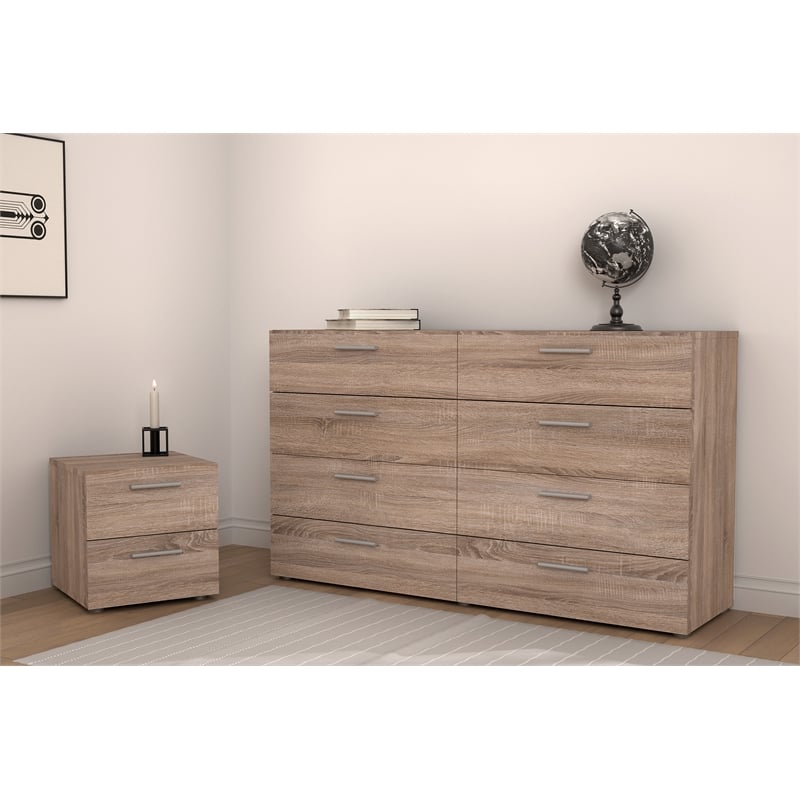 Home Square 8 Drawer Dresser and 2 Drawer Nightstand 3 Pc Set in Truffle
