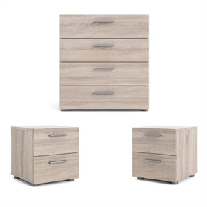 home square 4 drawer chest and 2 drawer nightstands 3 piece set in truffle