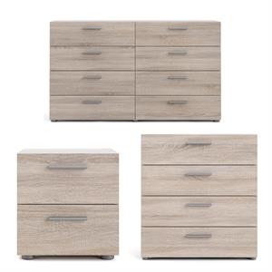 home square dresser + chest + nightstand 3 piece set in truffle