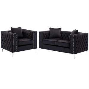 home square 2 piece modern velvet sofa set with loveseat and chair