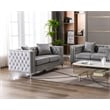 Home Square 2 Piece Velvet Fabric Loveseat and Chair Set in Gray