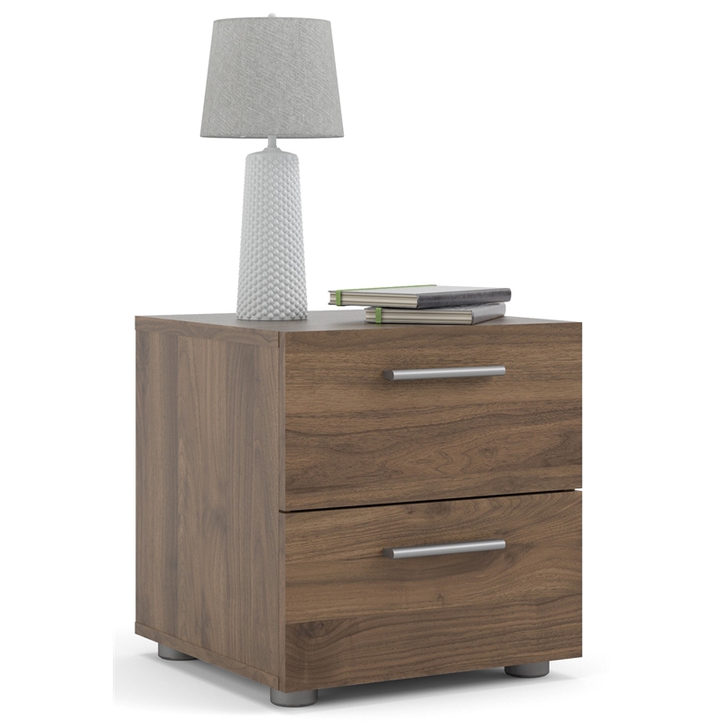Home Square 2 Drawer Nightstand in Walnut ( Set of 2 )