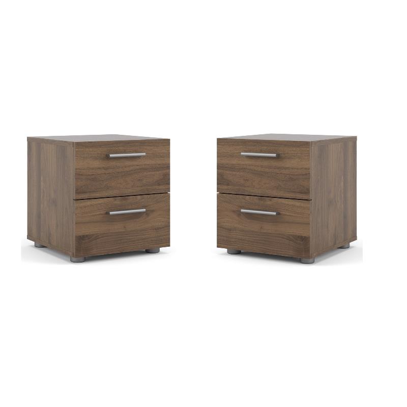 Home Square 2 Drawer Nightstand in Walnut ( Set of 2 )