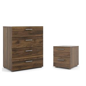 home square bedroom set with 4 drawer chest in walnut