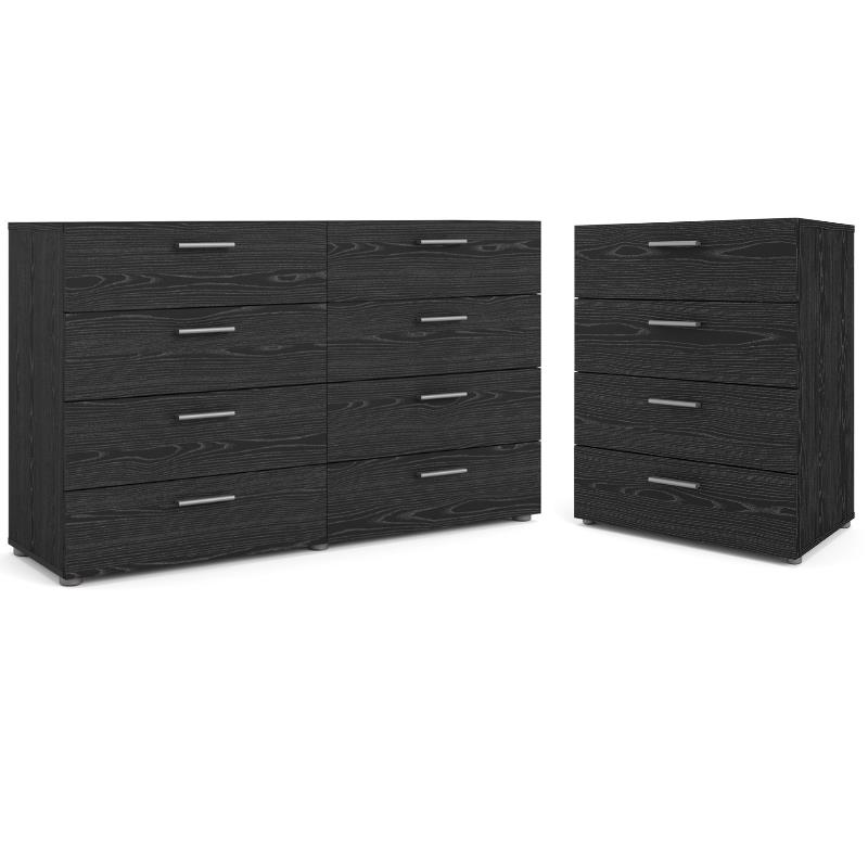 Home Square 2 Piece Bedroom Set with Dresser and Chest in Black Woodgrain