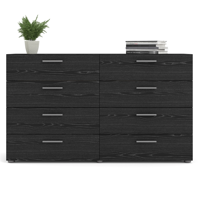 Home Square 3 Piece Set with Dresser Nightstand and Chest in Black Woodgrain
