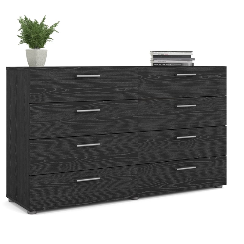 Home Square 3 Piece Set with Dresser Nightstand and Chest in Black Woodgrain