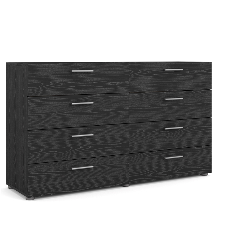 Home Square 3 Piece Set with Dresser Nightstand and Chest in Black Woodgrain