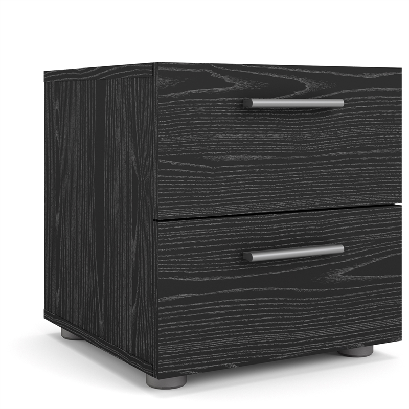Home Square 3 Piece Set with Dresser Nightstand and Chest in Black Woodgrain