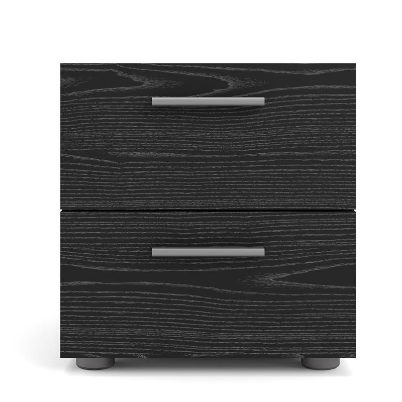 Home Square 2 Piece Bedroom Set with Chest and Nightstand in Black Woodgrain