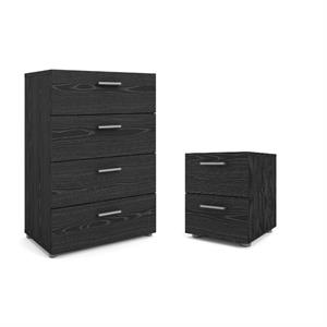 home square bedroom set with chest and nightstand in black woodgrain