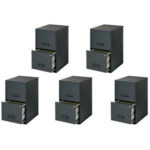 Value Pack (Set of 5) 2 Drawer Letter File Cabinet in Black