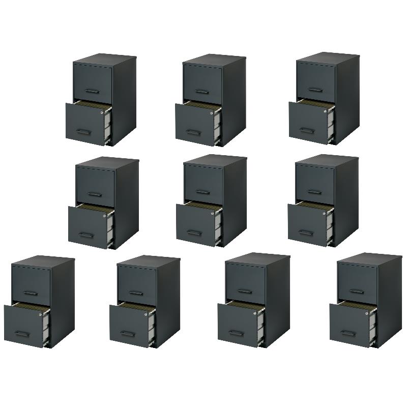 Value Pack (Set of 10) 2 Drawer Letter File Cabinet in Black