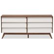 Home Square 3 Piece Engineered Wood Dresser with 2 Nightstands Set White/Walnut