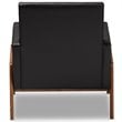 Home Square 2 Piece Faux Leather Upholstered Lounge Chair Set in Black/Walnut