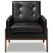 Home Square 2 Piece Faux Leather Upholstered Lounge Chair Set in Black/Walnut