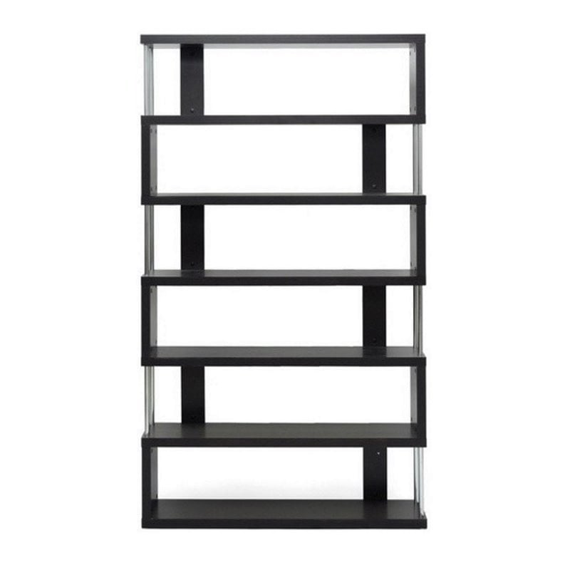 Home Square 2 Piece Engineered Wood 3 Shelf and 6 Shelf Bookcase Set Dark Brown